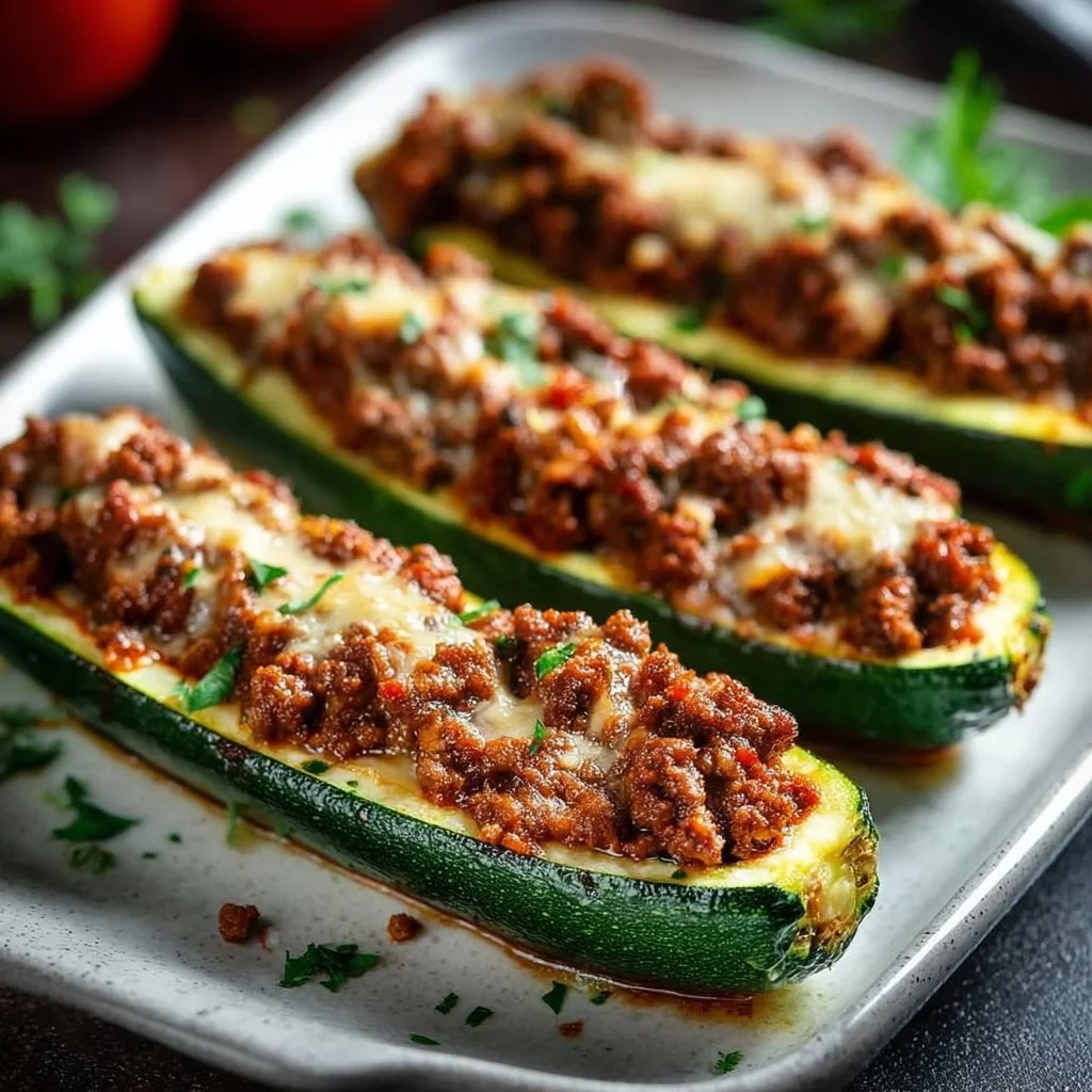 Ground Beef Zucchini Boats