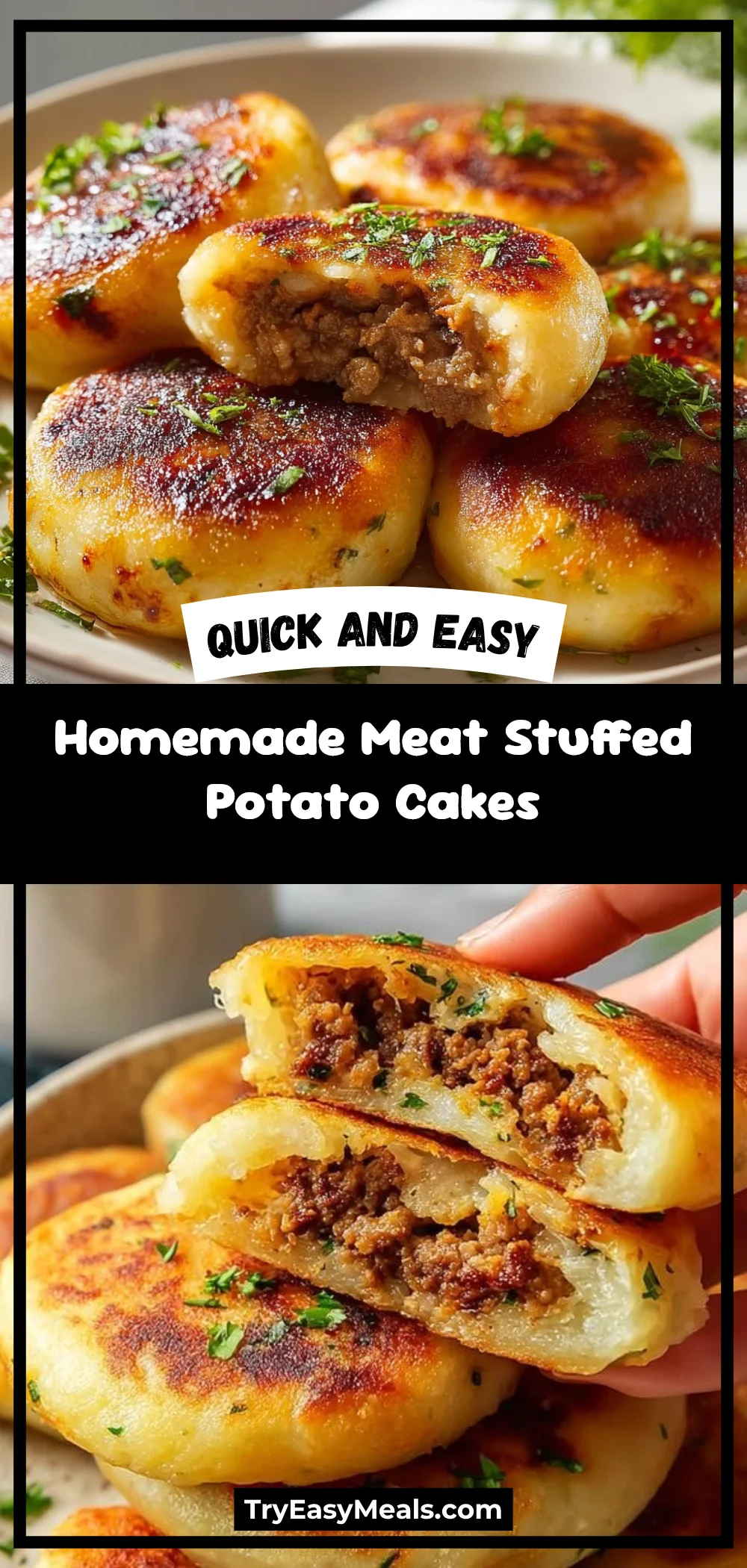 Homemade Meat Stuffed Potato Cakes
