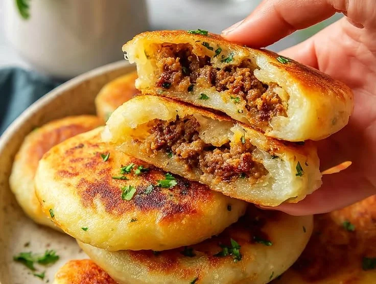 Homemade Meat Stuffed Potato Cakes