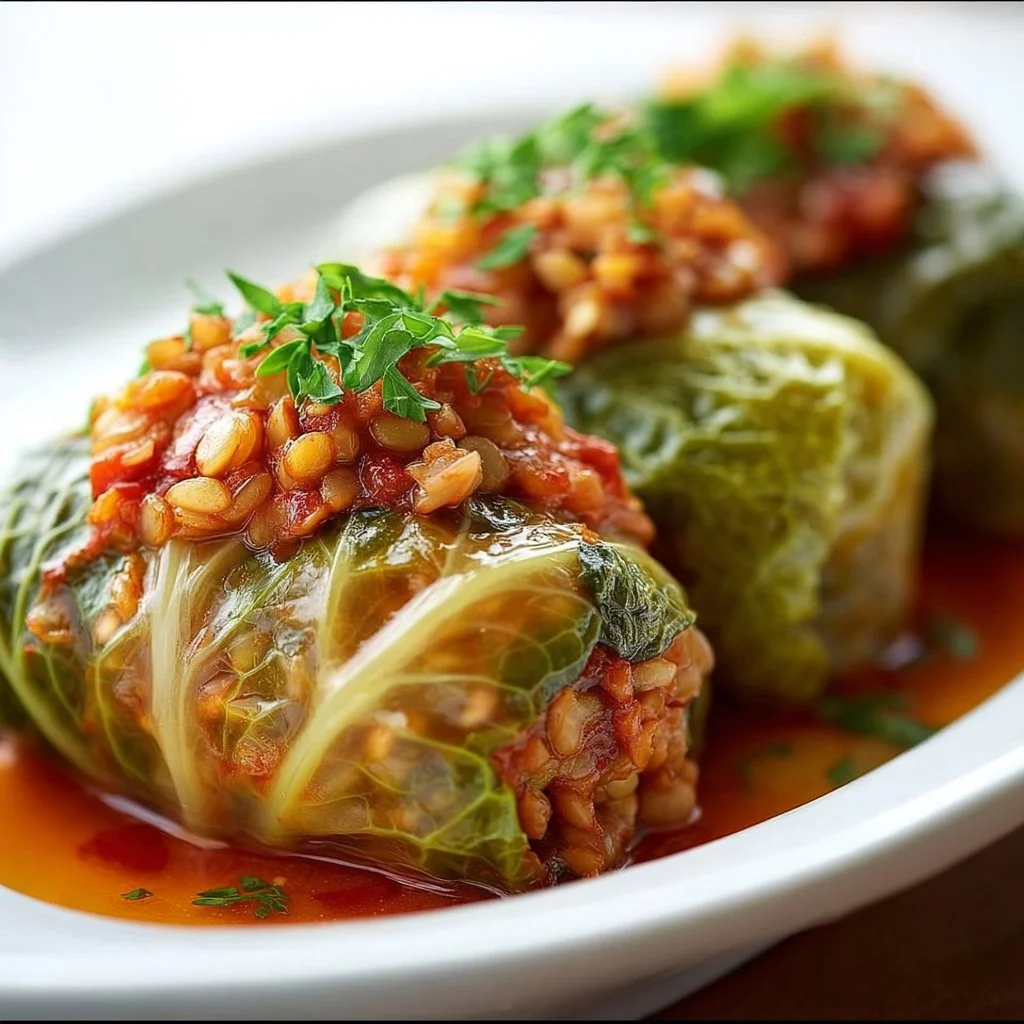 Lentil and Rice Cabbage Rolls