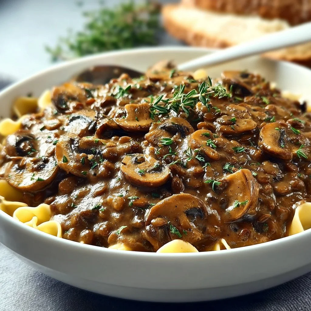 Lentil Mushroom Stroganoff
