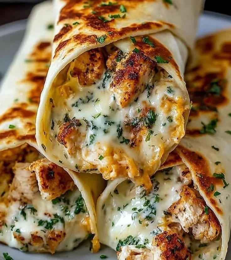Low Carb Cheesy Garlic Chicken Wraps