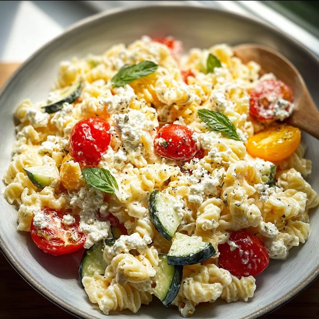 Mediterranean Cottage Cheese Pasta Salad