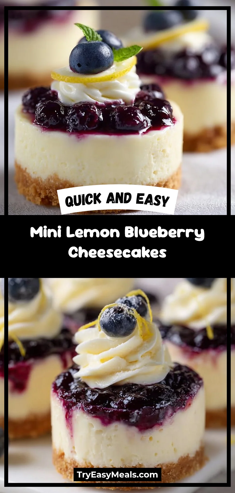 Mini Lemon Blueberry Cheesecakes