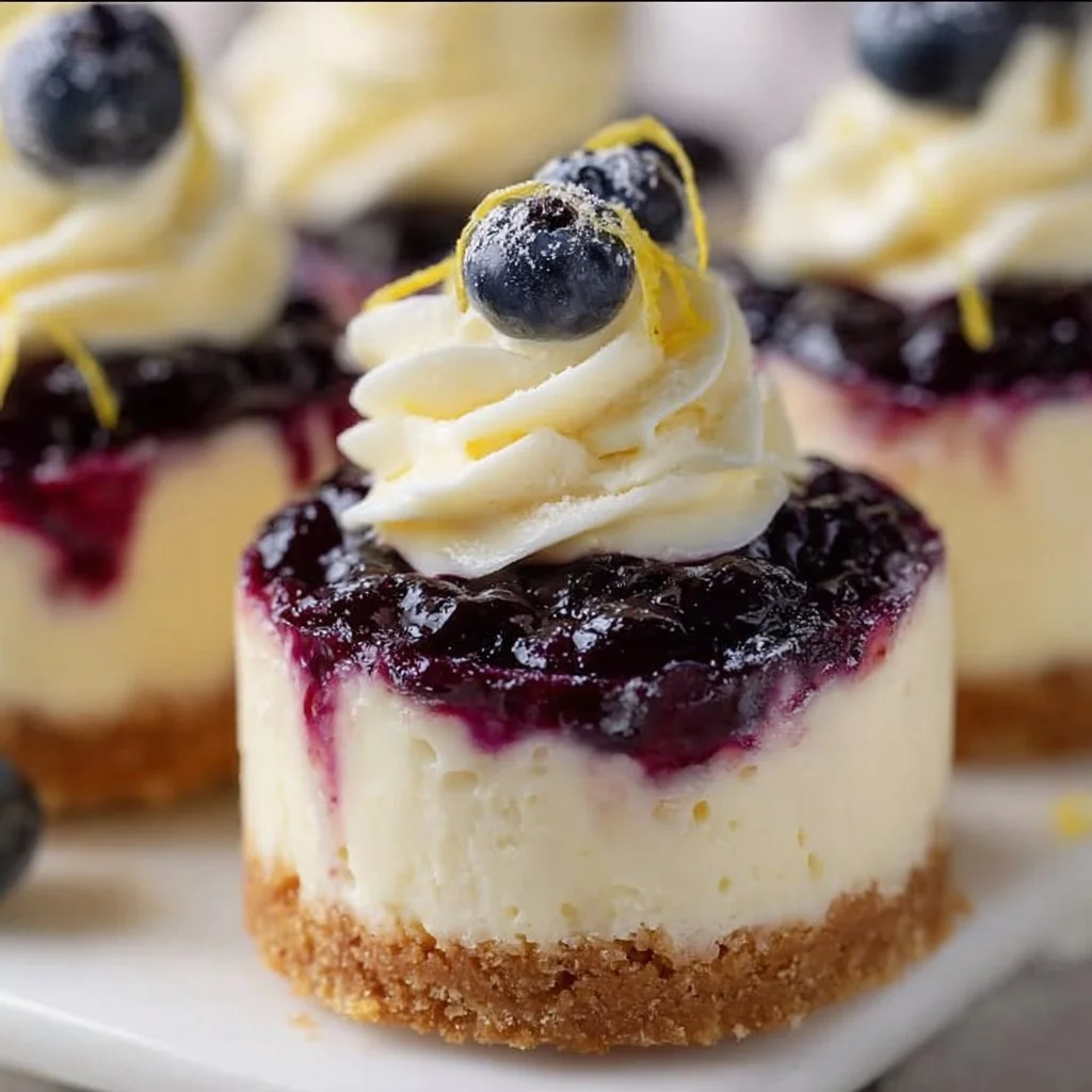 Healthy Mini Lemon Blueberry Cheesecakes