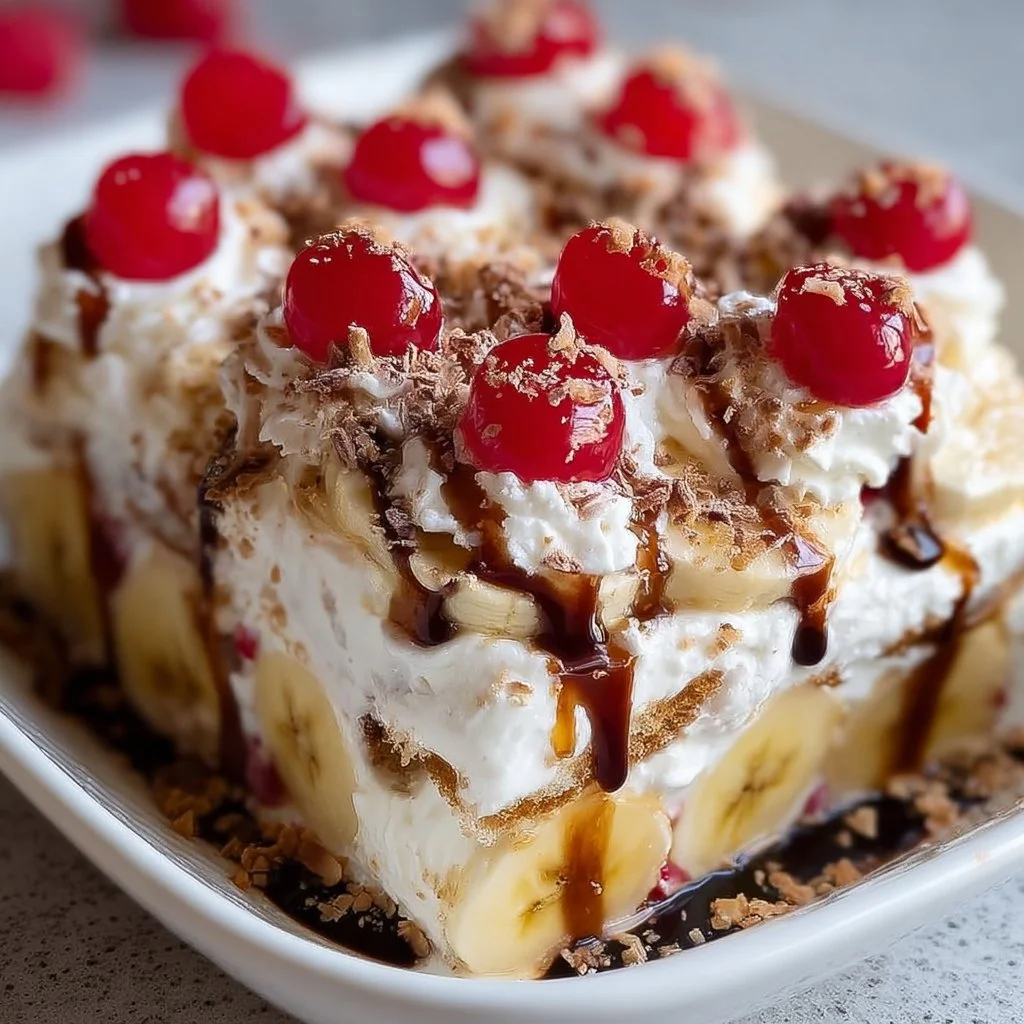 No Bake Banana Split Cake