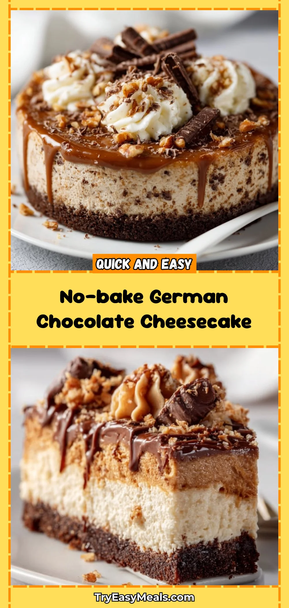 No-bake German Chocolate Cheesecake