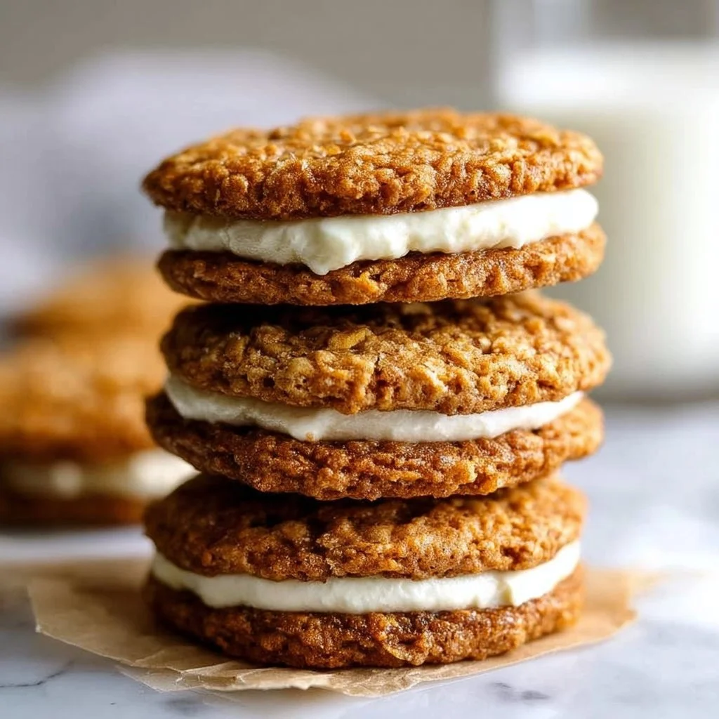 These oatmeal cream pie cookies are incredibly chewy with a hint of cinnamon, brown sugar and vanilla. Th… | Baked dessert recipes, Homemade oatmeal, Cookie recipes