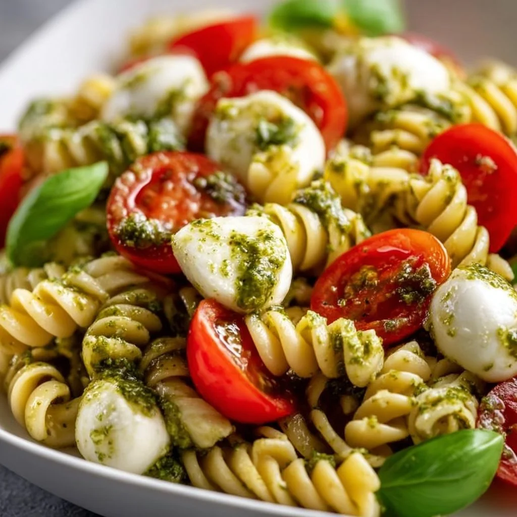 Pesto Caprese Pasta Salad