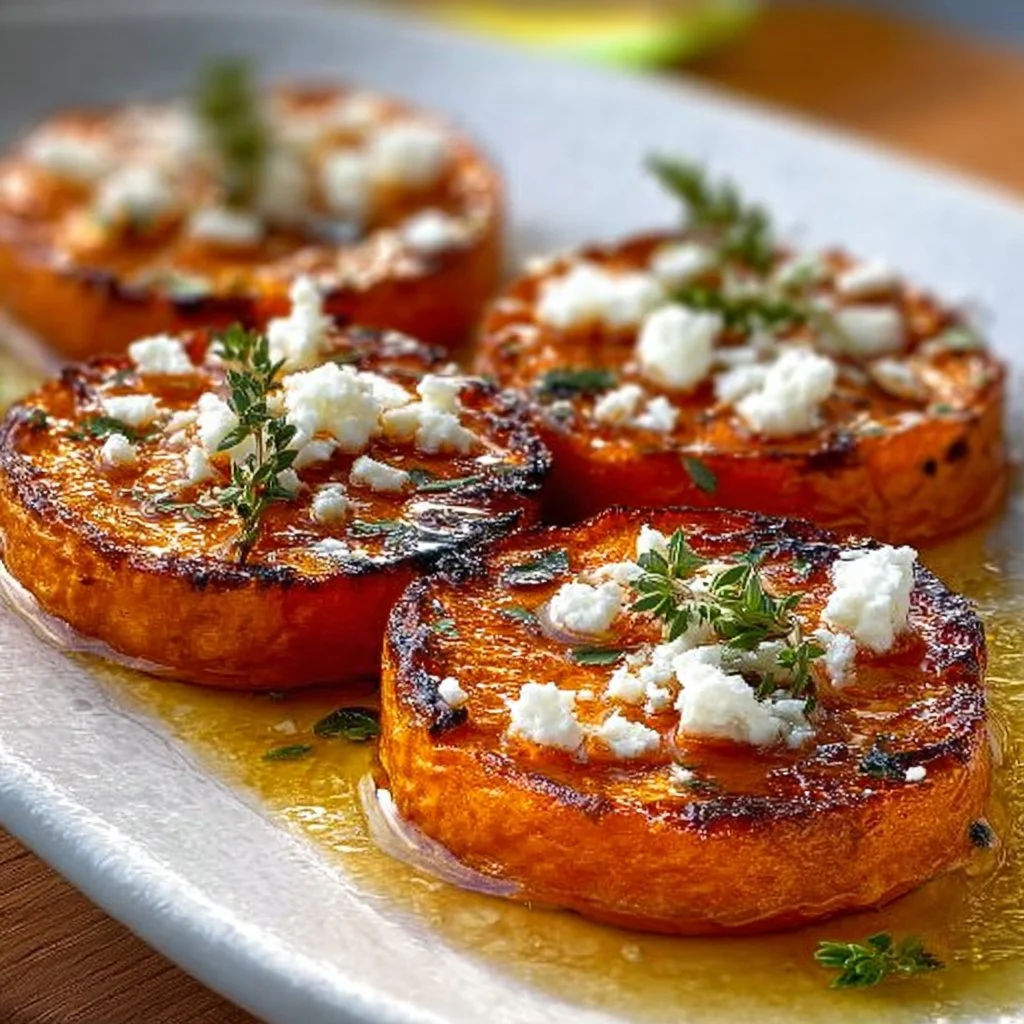 Roasted Sweet Potato Rounds with Honey & Feta