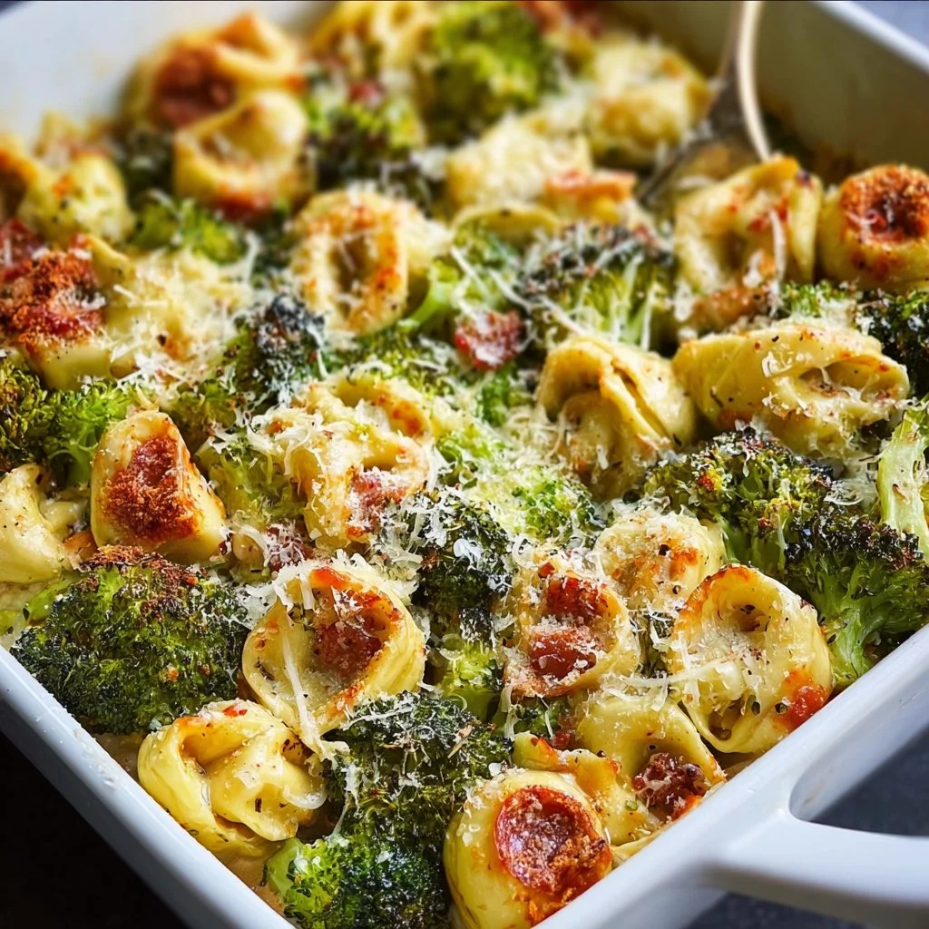 Sheet Pan Broccoli Tortellini Bake