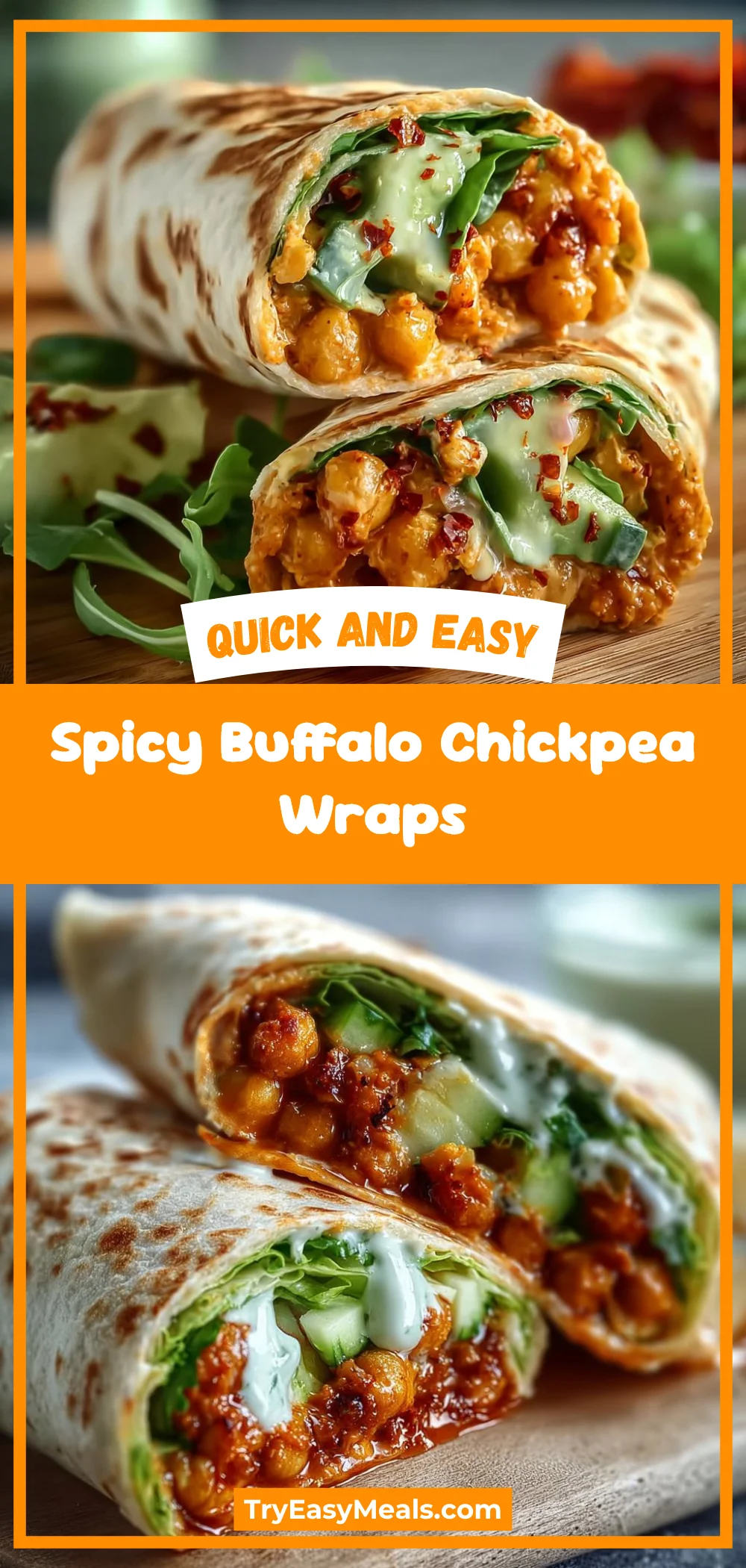 Spicy Buffalo Chickpea Wraps