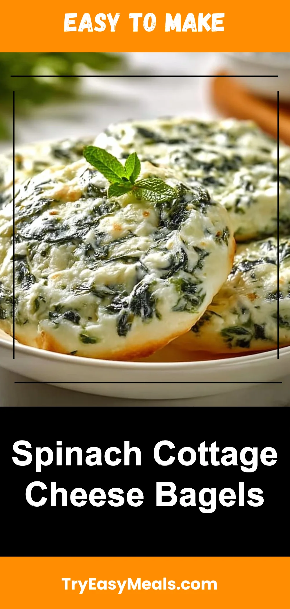 Spinach Cottage Cheese Bagels