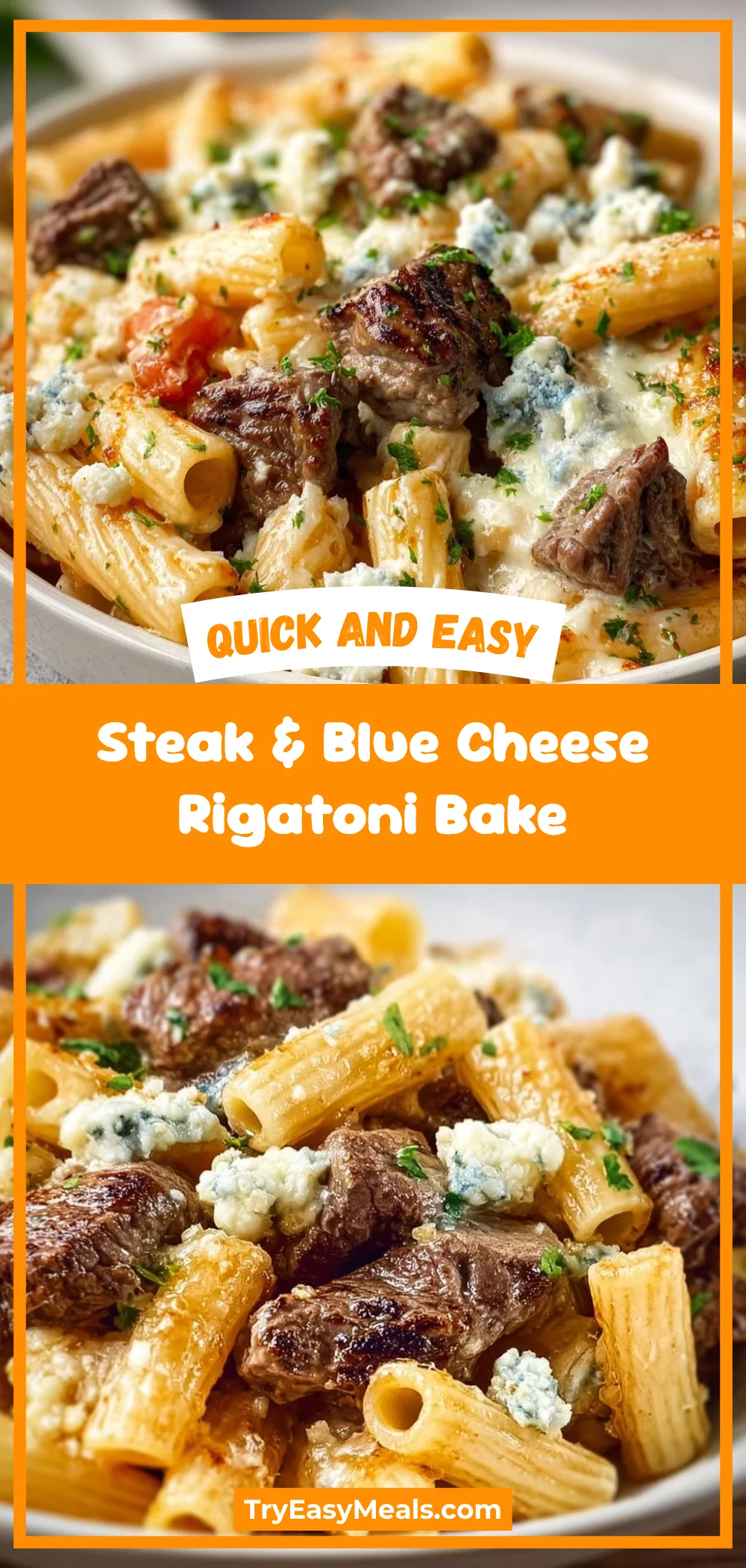 Steak & Blue Cheese Rigatoni Bake