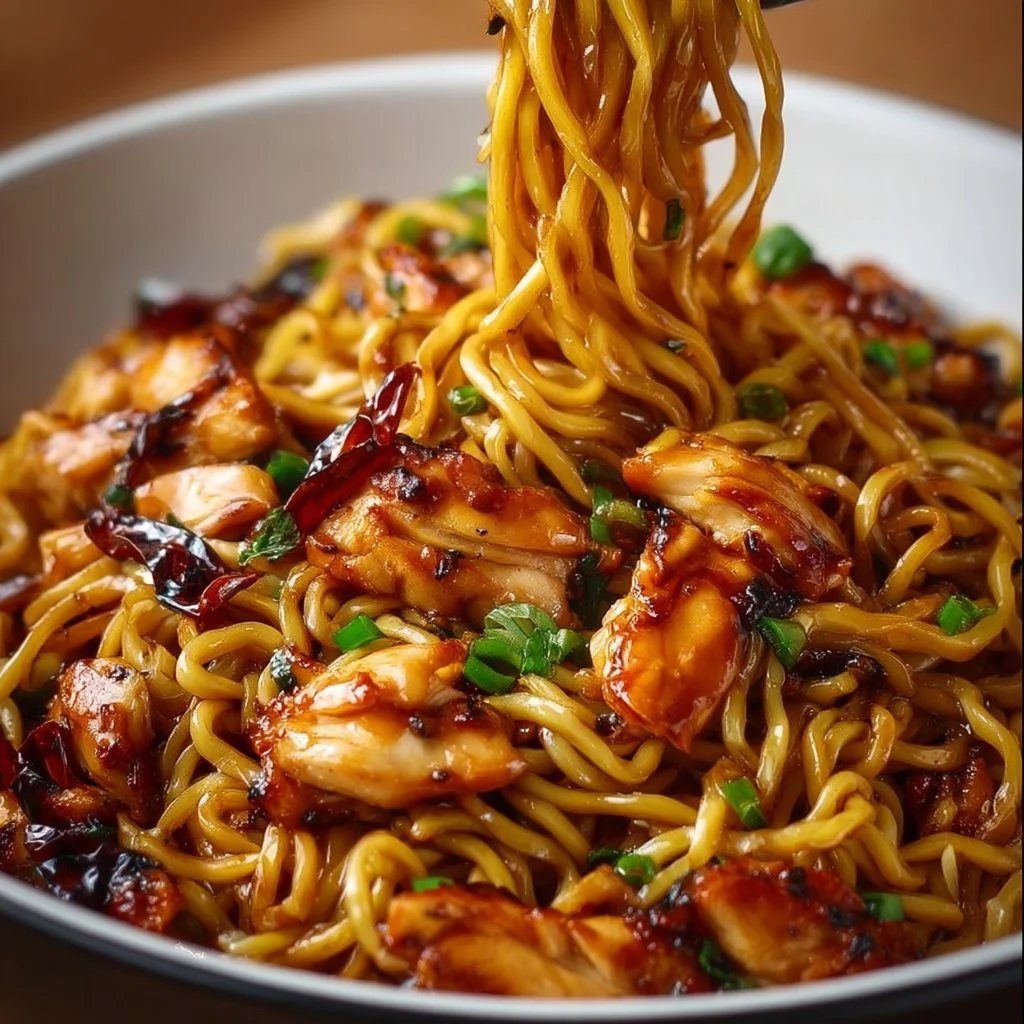 Sticky Garlic Chicken Noodles