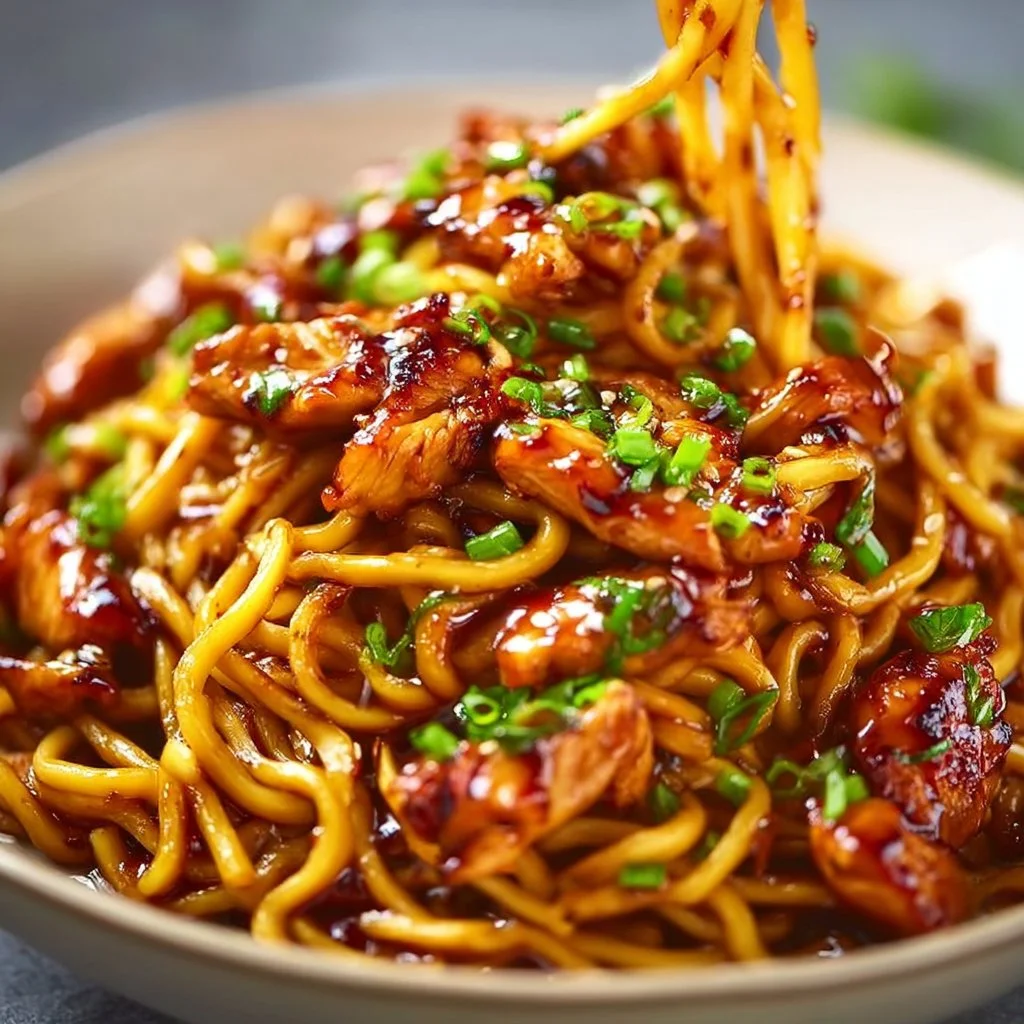 Sticky Garlic Chicken Noodles