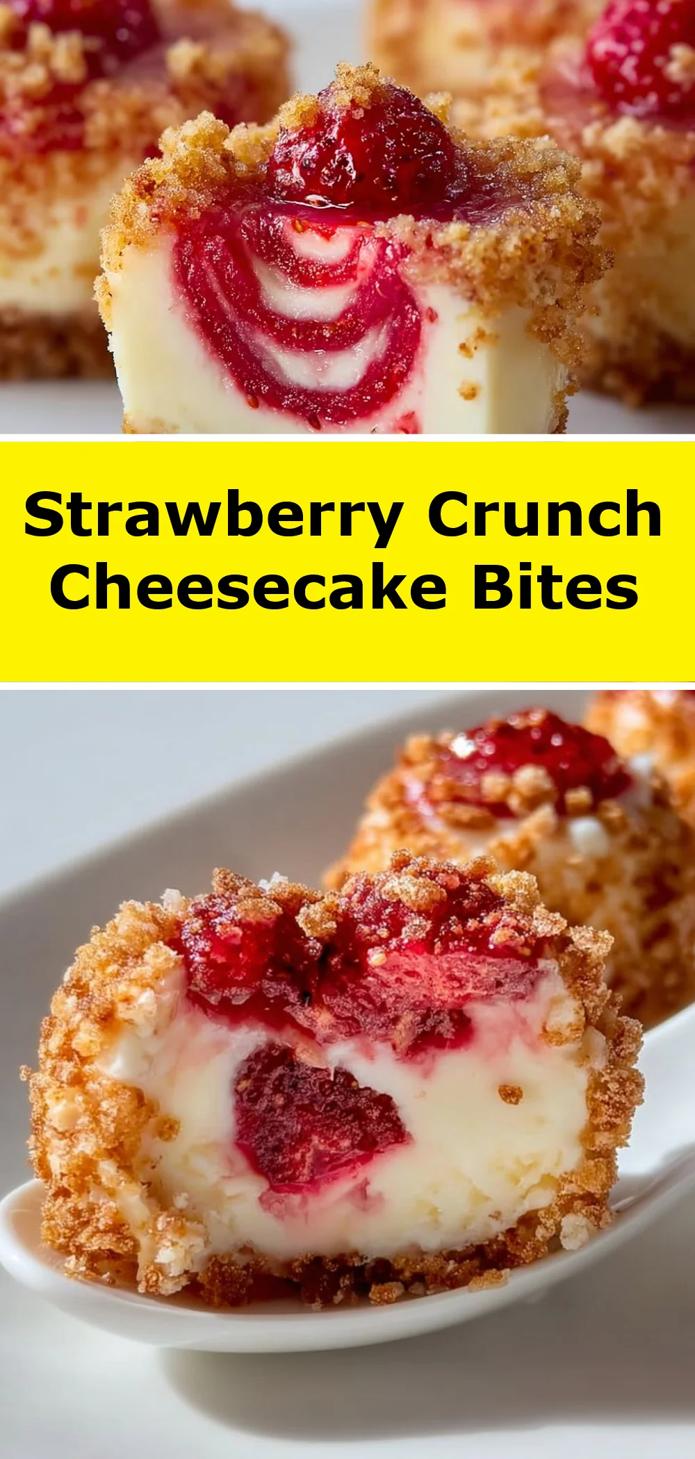Strawberry Crunch Cheesecake Bites