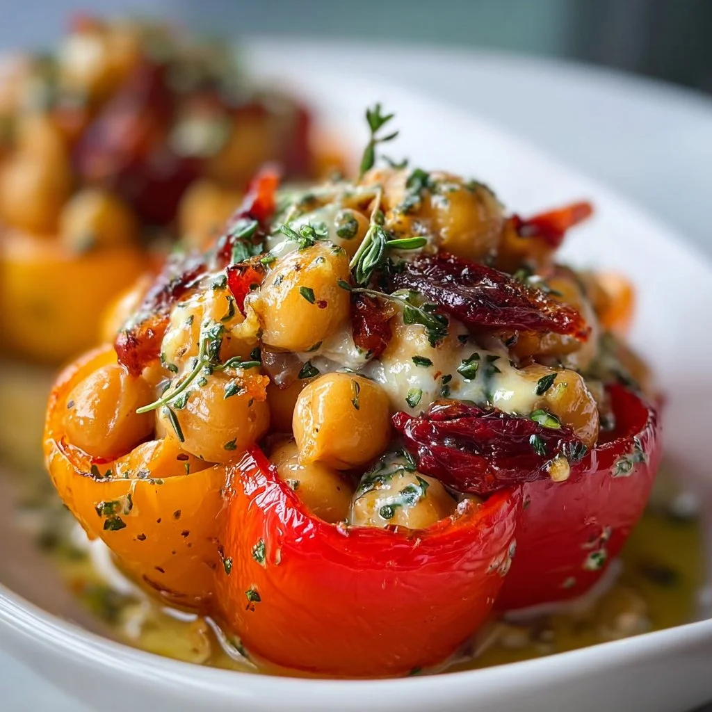 Vegan Mediterranean Chickpea Peppers