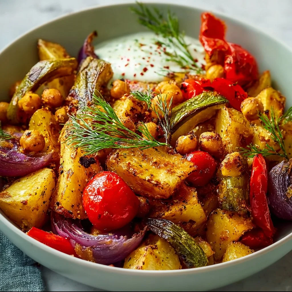 Vegan Mediterranean Roasted Vegetables Bowl