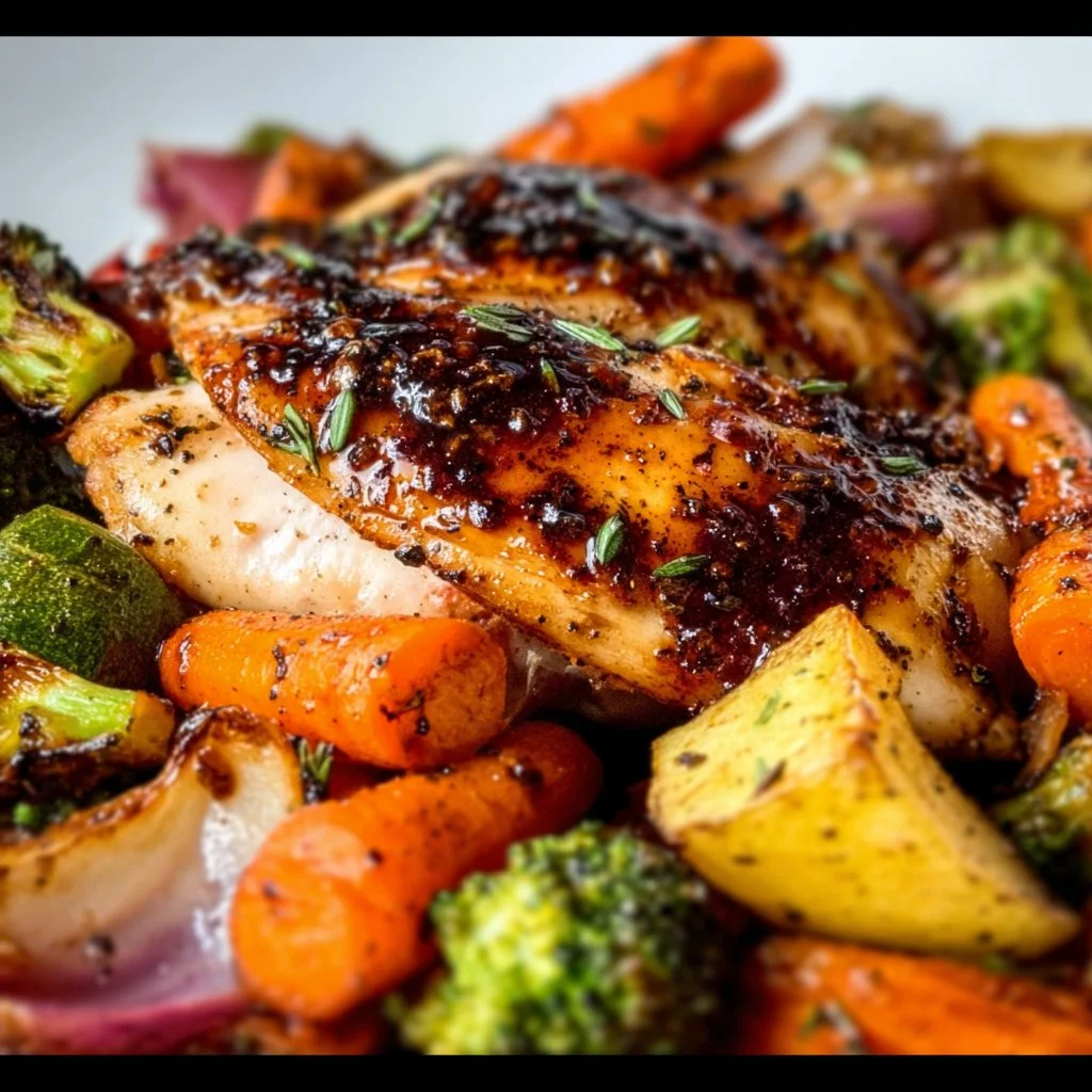 Balsamic Honey Sheet Pan Chicken & Veggies