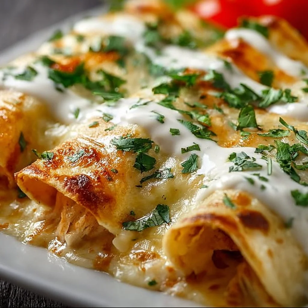 Chicken Enchiladas with Sour Cream White Sauce