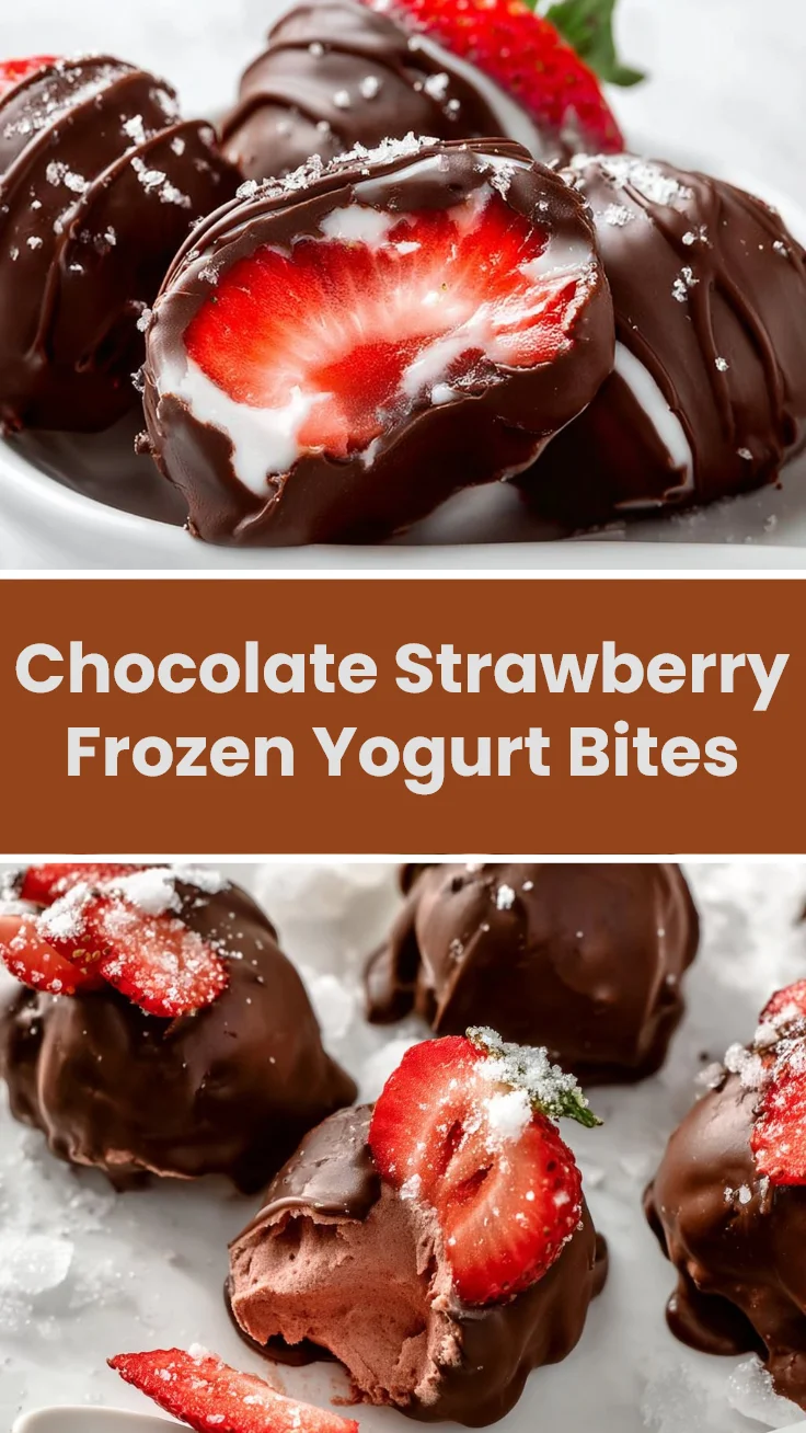 Chocolate Strawberry Frozen Yogurt Bites
