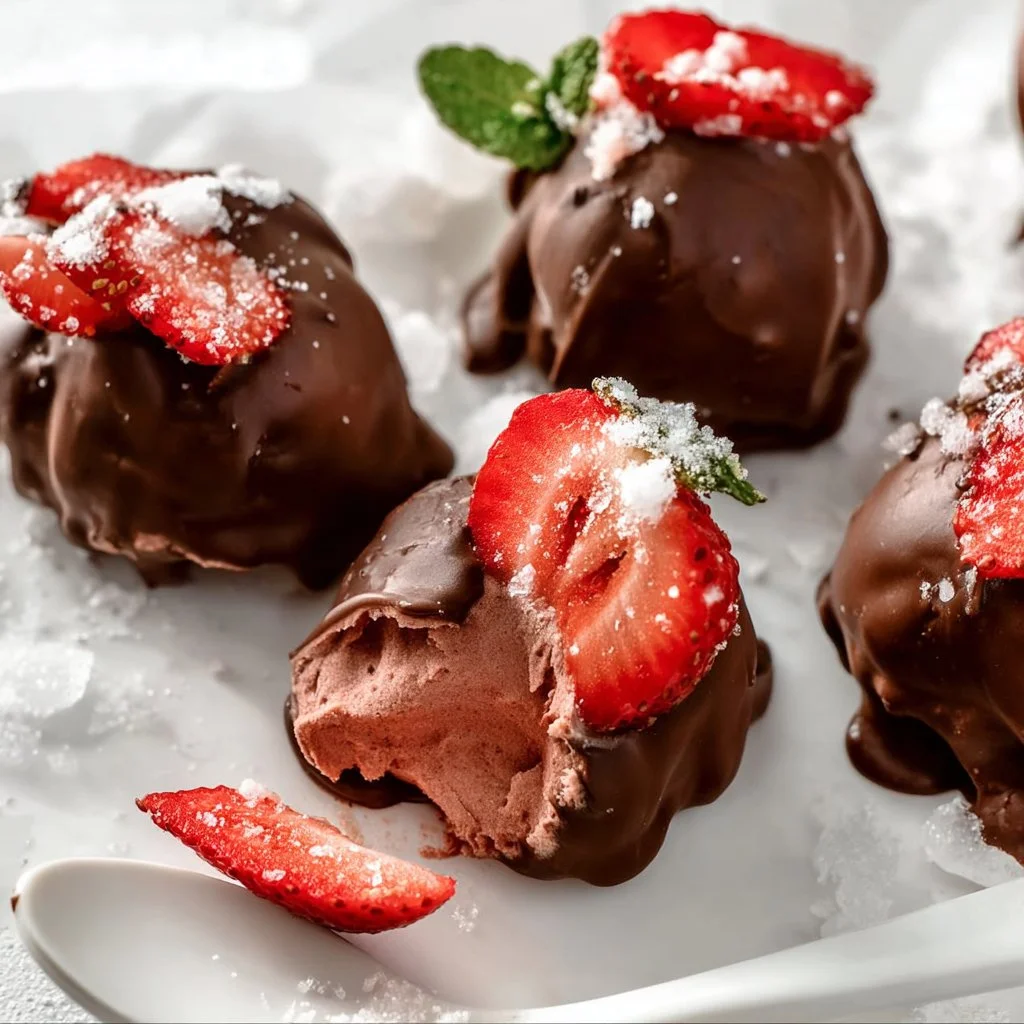 Chocolate Strawberry Frozen Yogurt Bites