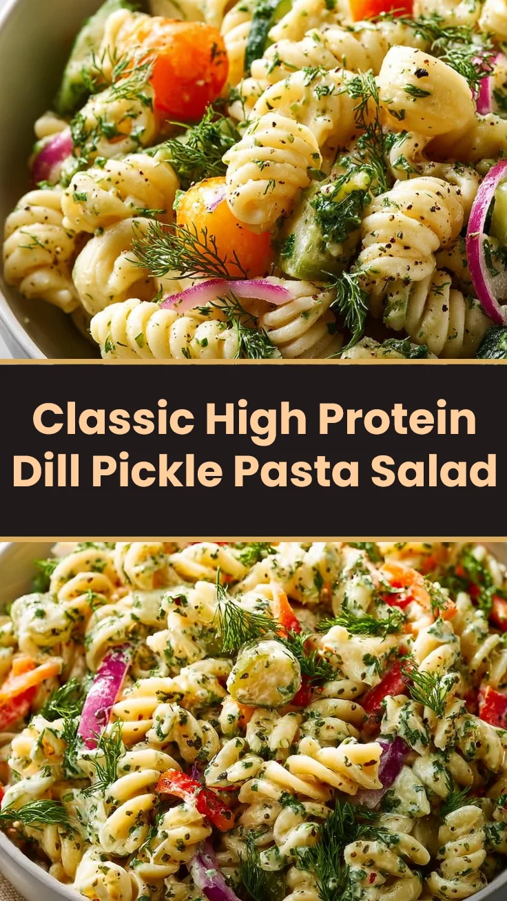 Classic High Protein Dill Pickle Pasta Salad