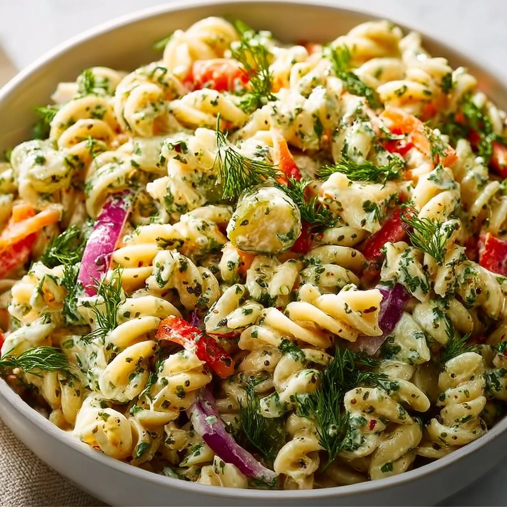 Classic High Protein Dill Pickle Pasta Salad