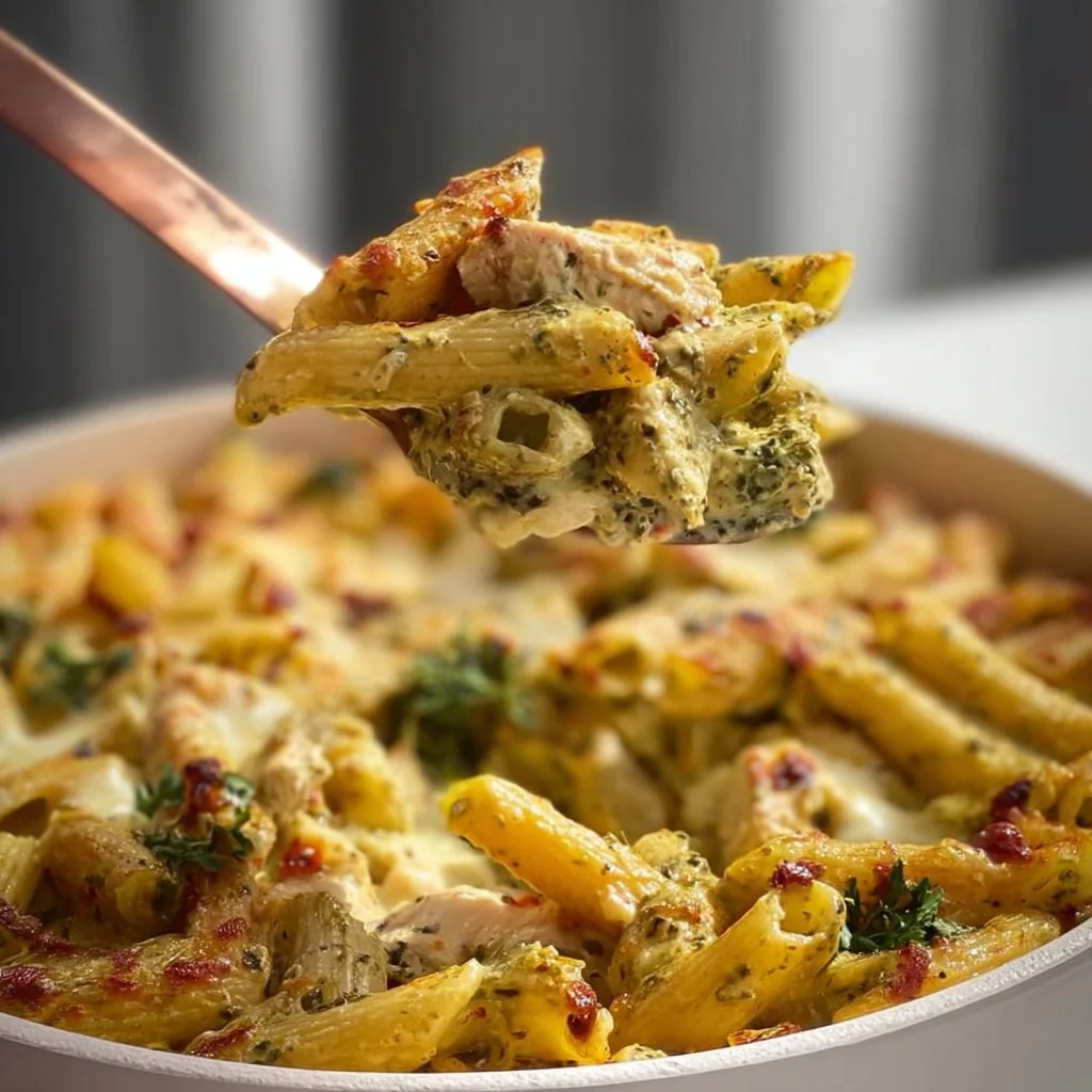 Creamy Pesto Chicken Pasta Bake