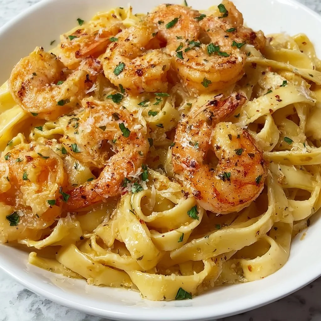 Garlic Butter Fettuccine and Shrimp