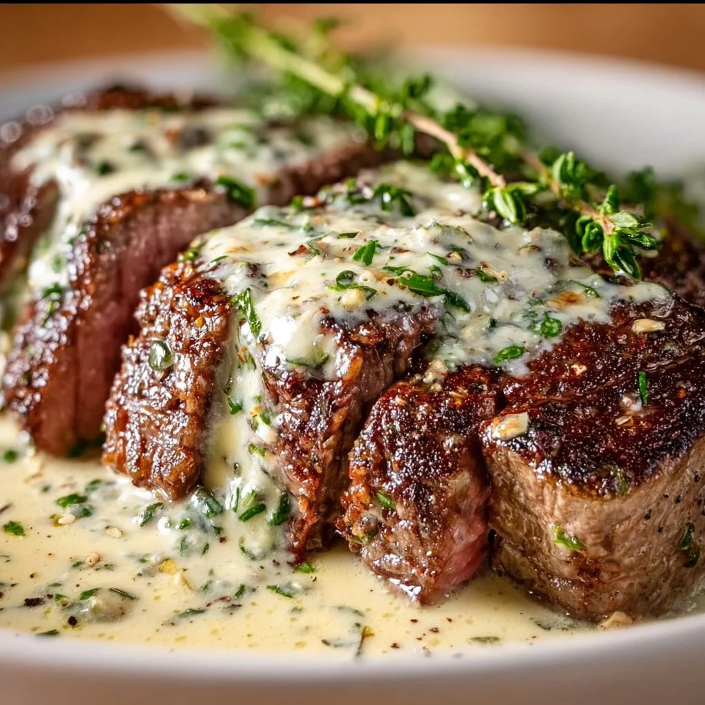 Garlic Butter Steak With Parmesan Cream Sauce