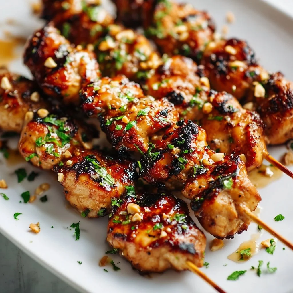 Easy Grilled Asian Chicken Skewers with Honey Garlic Sauce