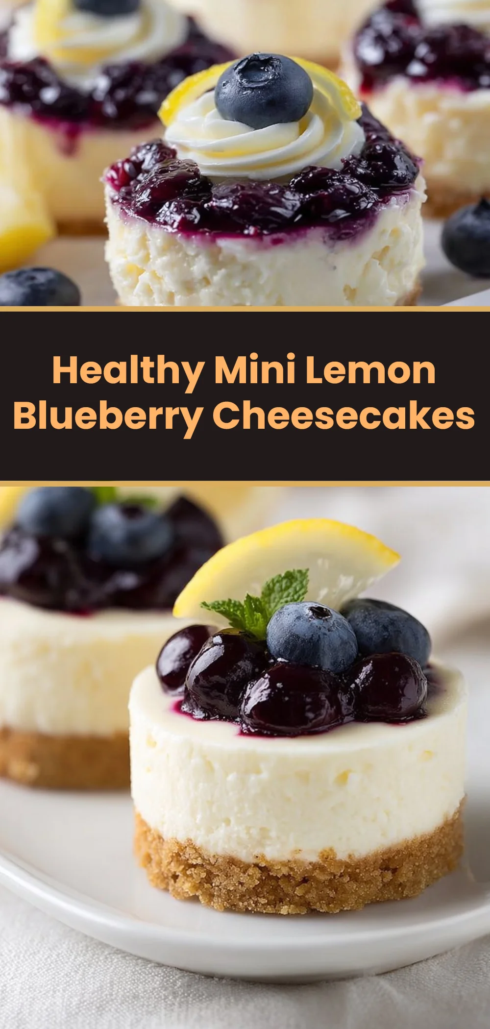 Healthy Mini Lemon Blueberry Cheesecakes