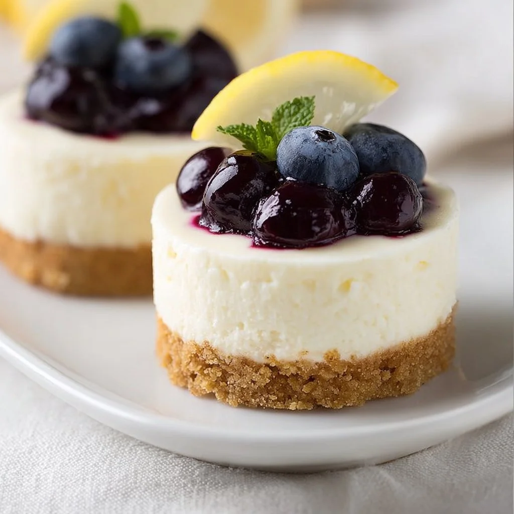 Healthy Mini Lemon Blueberry Cheesecakes