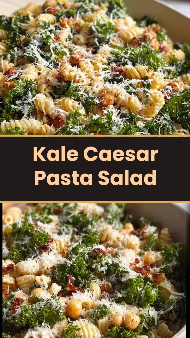 Kale Caesar Pasta Salad