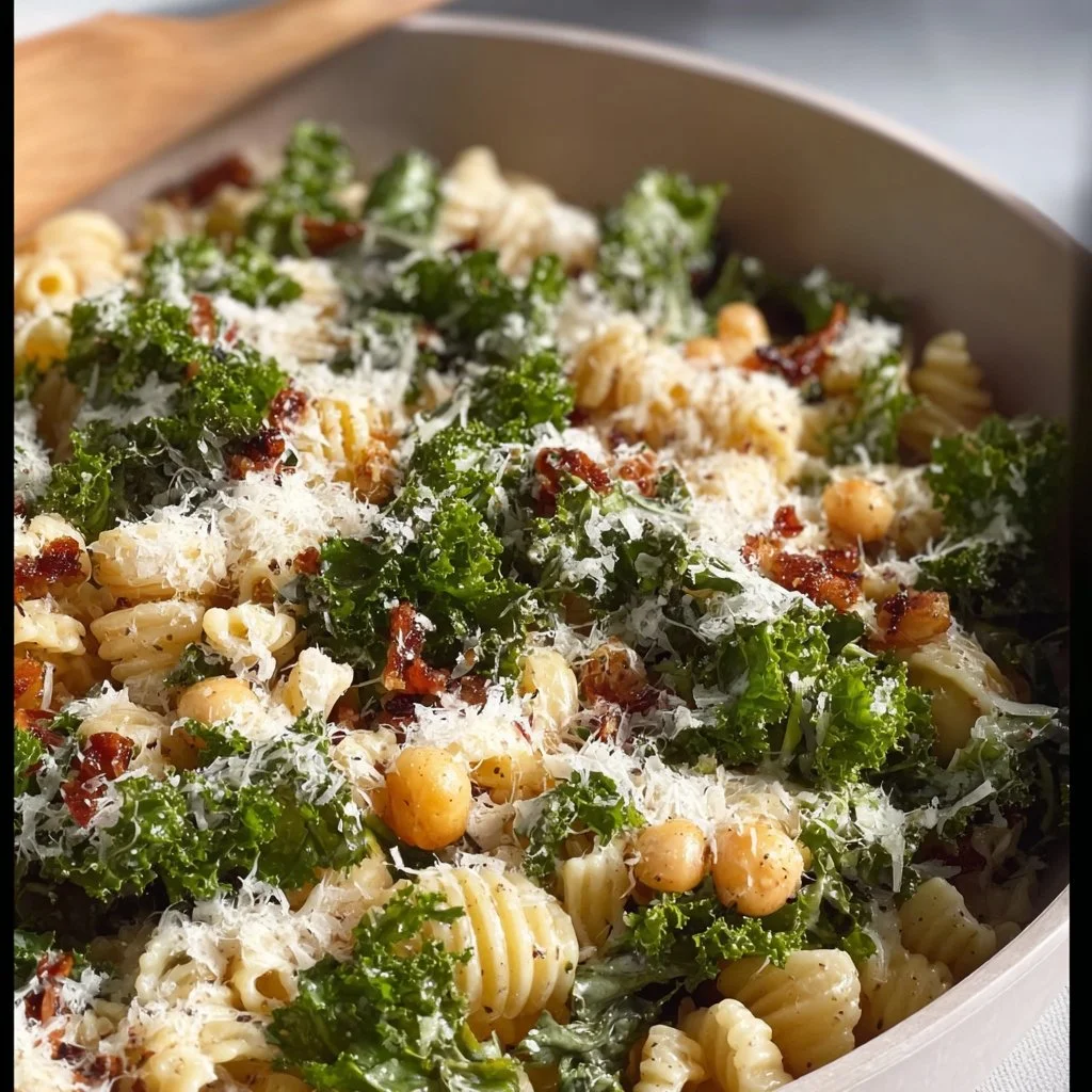 Kale Caesar Pasta Salad