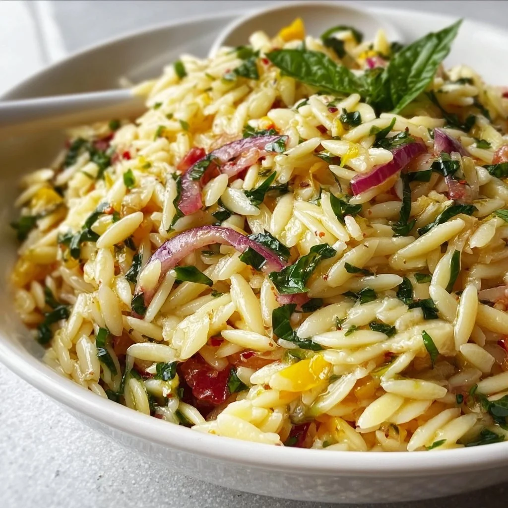 Lemon Basil Orzo Pasta Salad