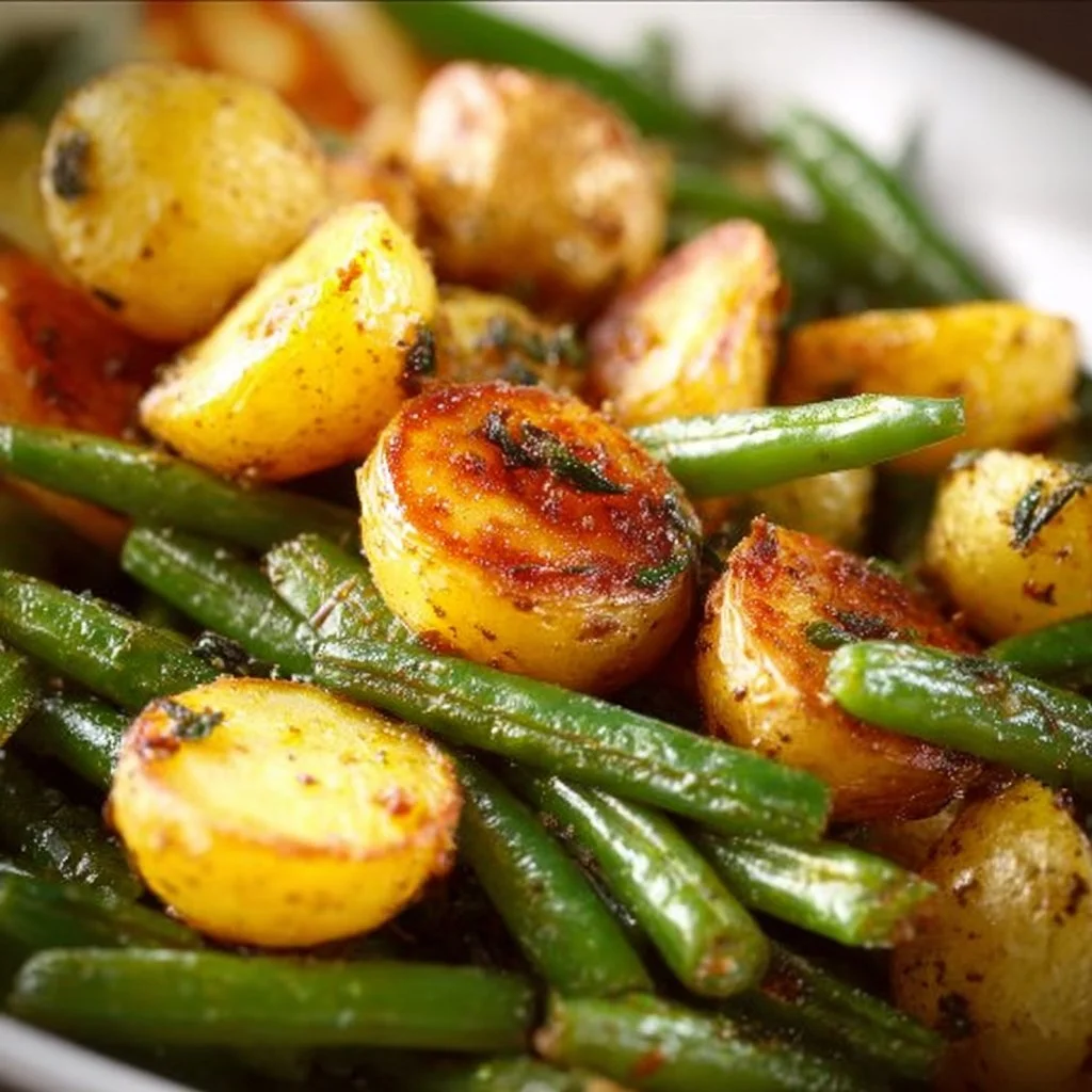 Oven-Roasted Potatoes and Green Beans