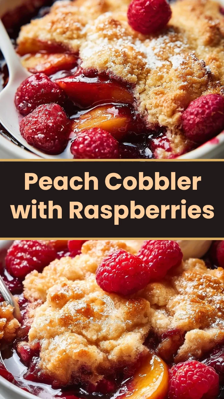 Peach Cobbler with Raspberries