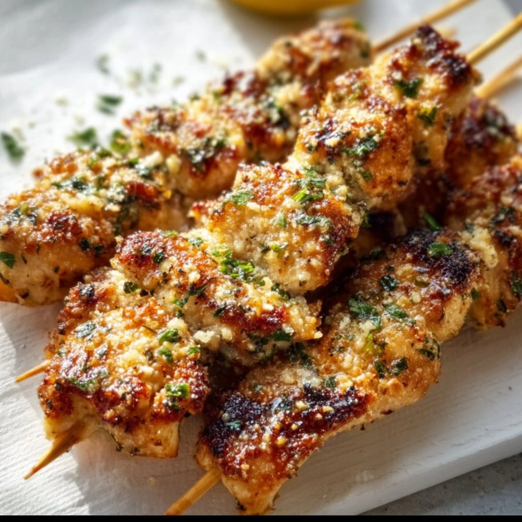 Ranch Garlic Parmesan Chicken Skewers