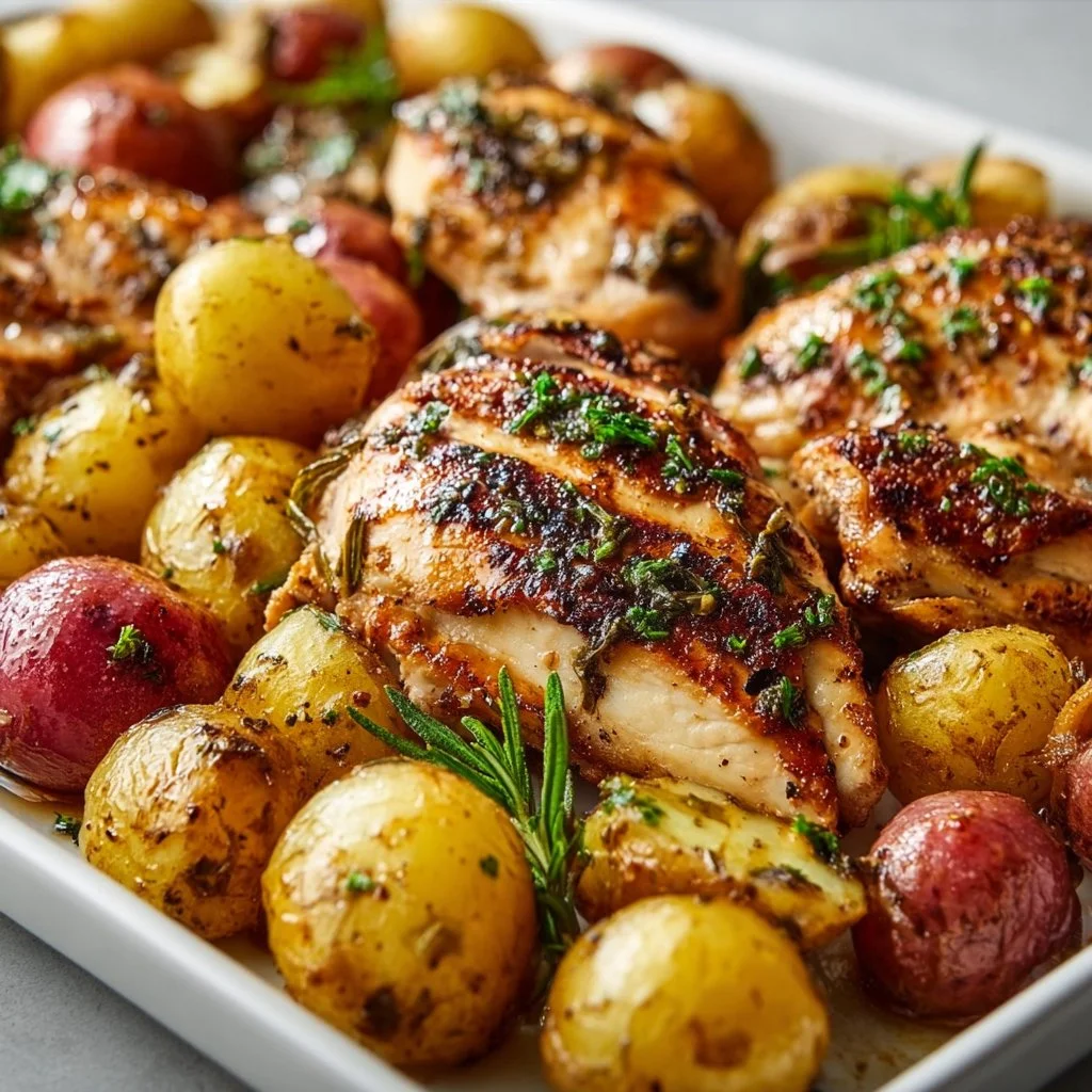 Sheet Pan Lemon Balsamic Chicken and Potatoes Made Easy!