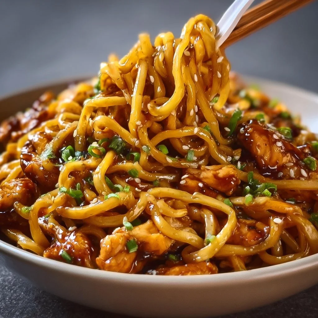 Sticky Garlic Chicken Noodles