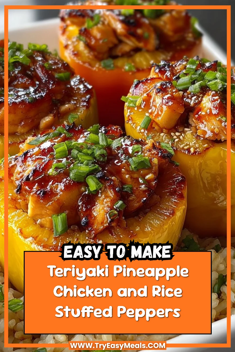 Teriyaki Pineapple Chicken and Rice Stuffed Peppers