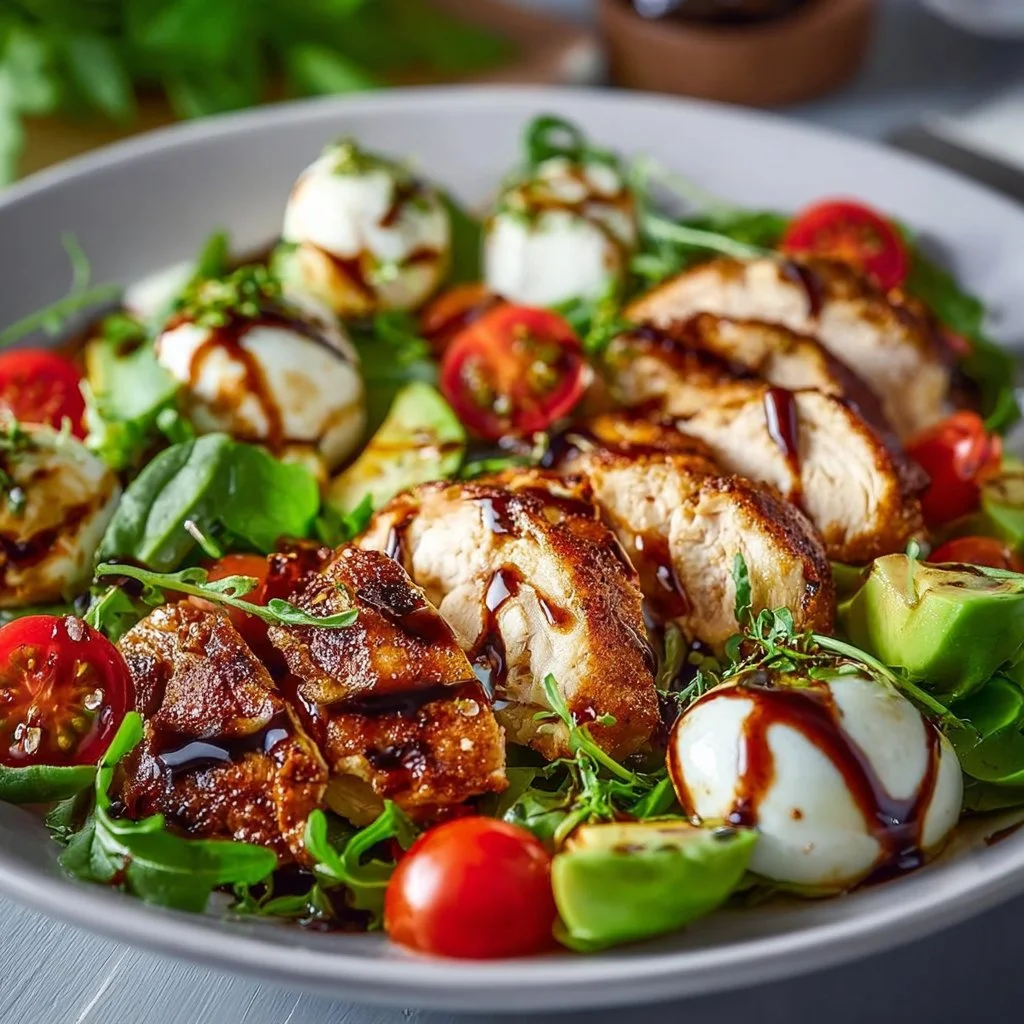 Baked Marinated Chicken Salad with Mozzarella and Balsamic Vinaigrette
