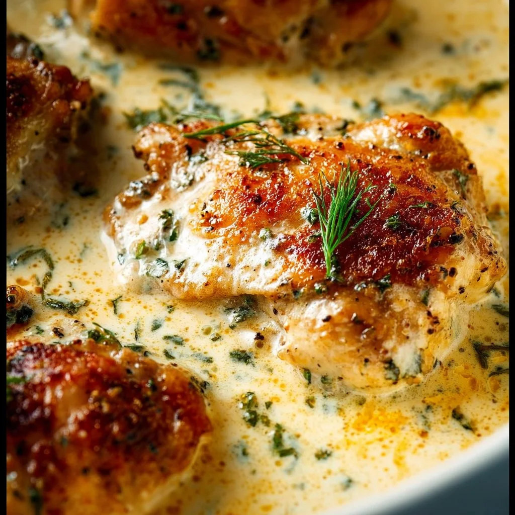 Creamy Oven Baked Chicken Thighs