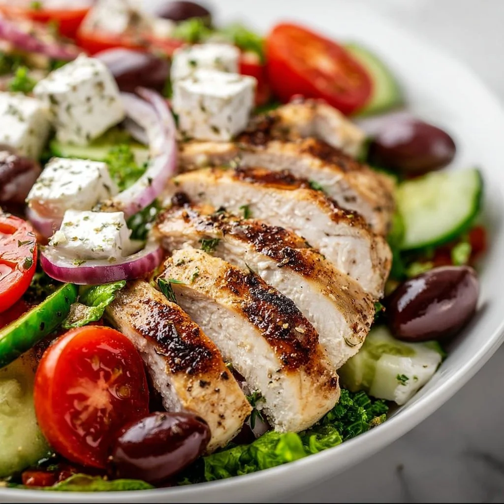 Fresh Greek Salad with Chicken