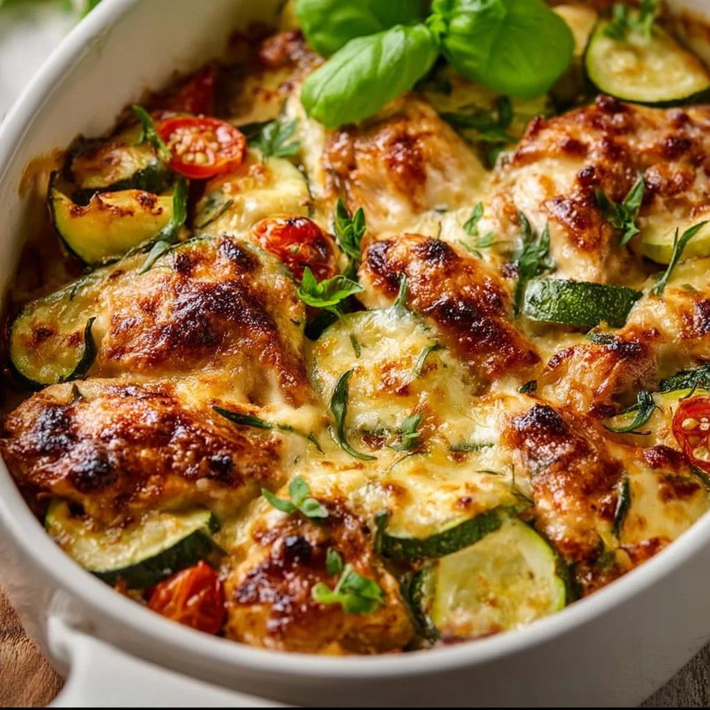 Mediterranean Chicken Zucchini Bake