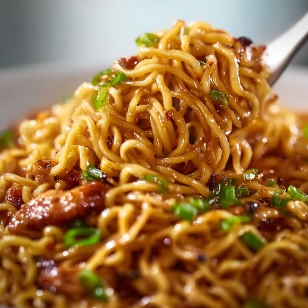 Sticky Garlic Chicken Noodles Recipe