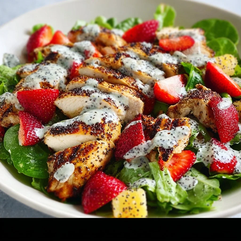 Strawberry Poppy Seed Salad with Grilled Chicken